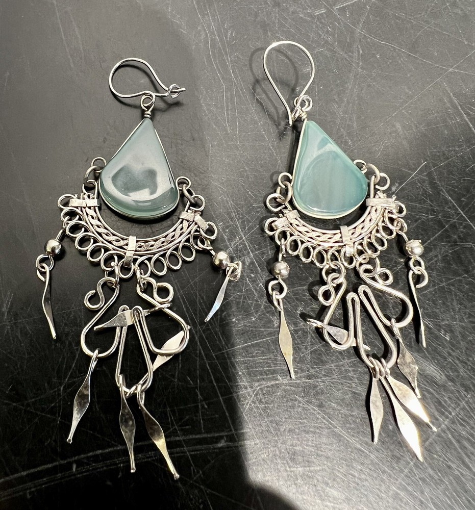 artisan Jade Drop Earrings 3”