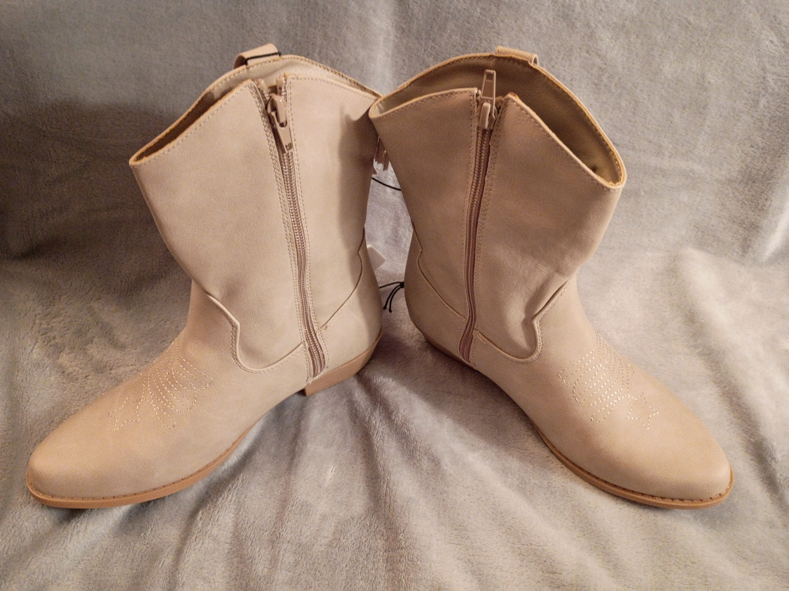 New Justice Western Cowgirl Boots Big Girls Size 4 Tan Embroidered Fringe Riding