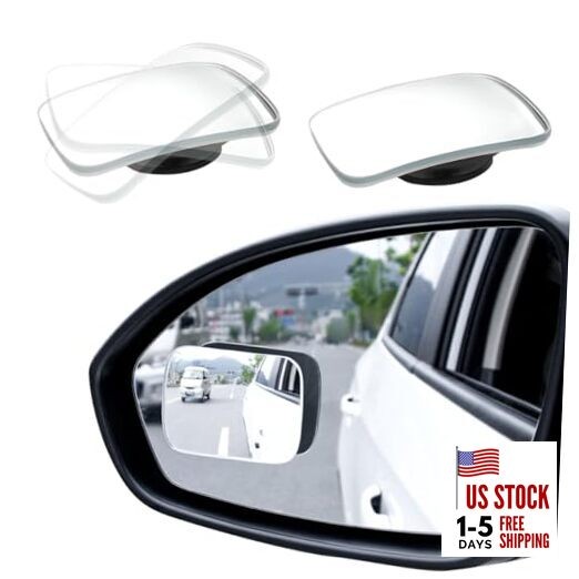 2 PCS Blind Spot Mirrors, Rounded Trapezoid HD Glass Frameless Rear Rectangular