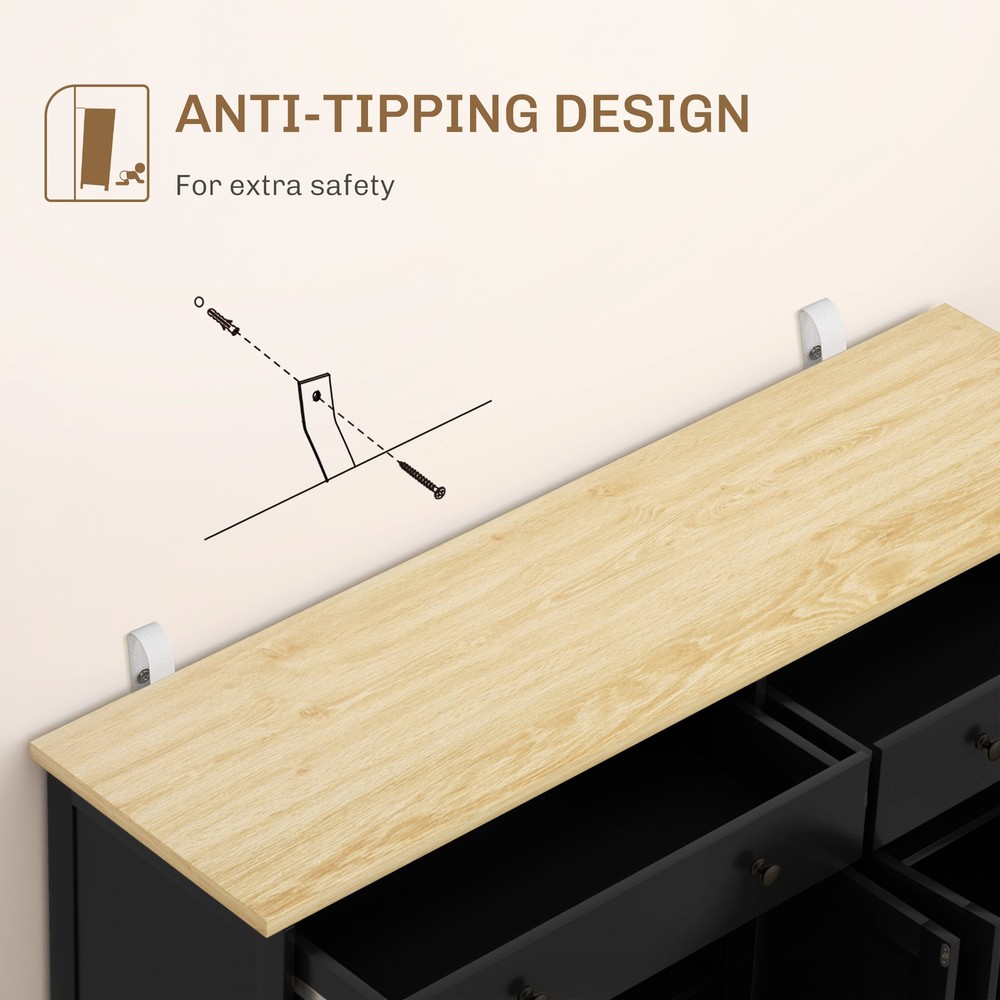 Modern Sideboard, Buffet Cabinet with Storage Drawers, Adjustable Shelves