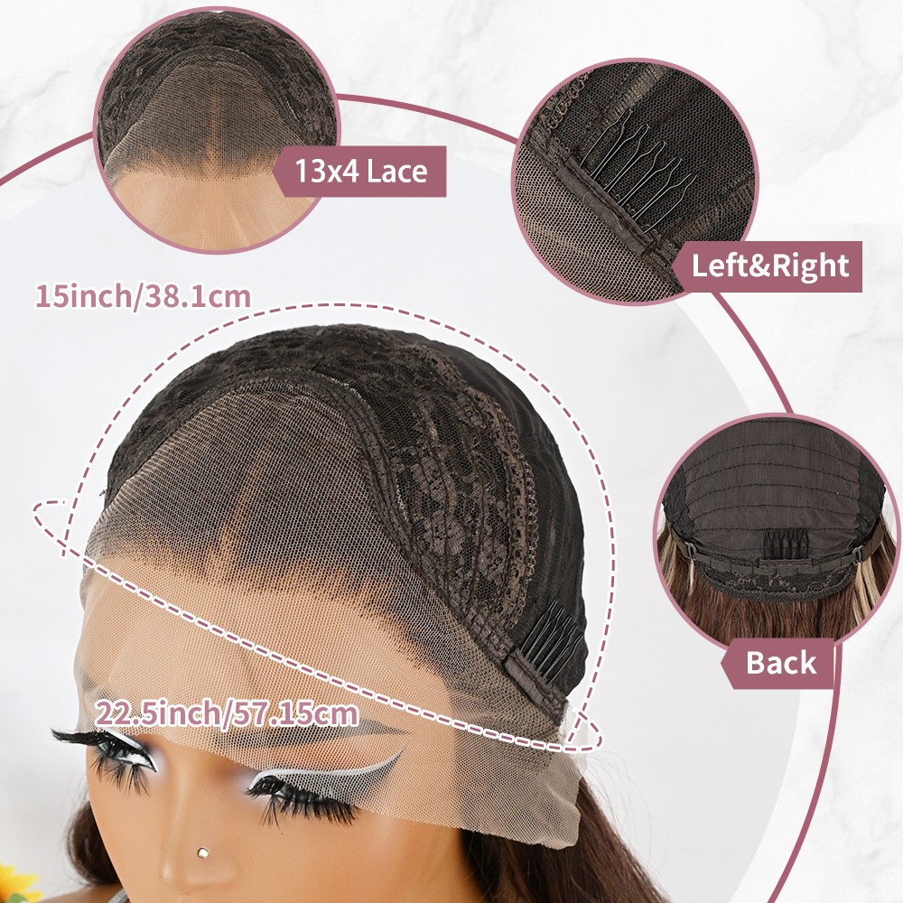 Brown Blonde Ombre Mixed Color Curly Wave Lace Front Wigs Women's Natural Hair