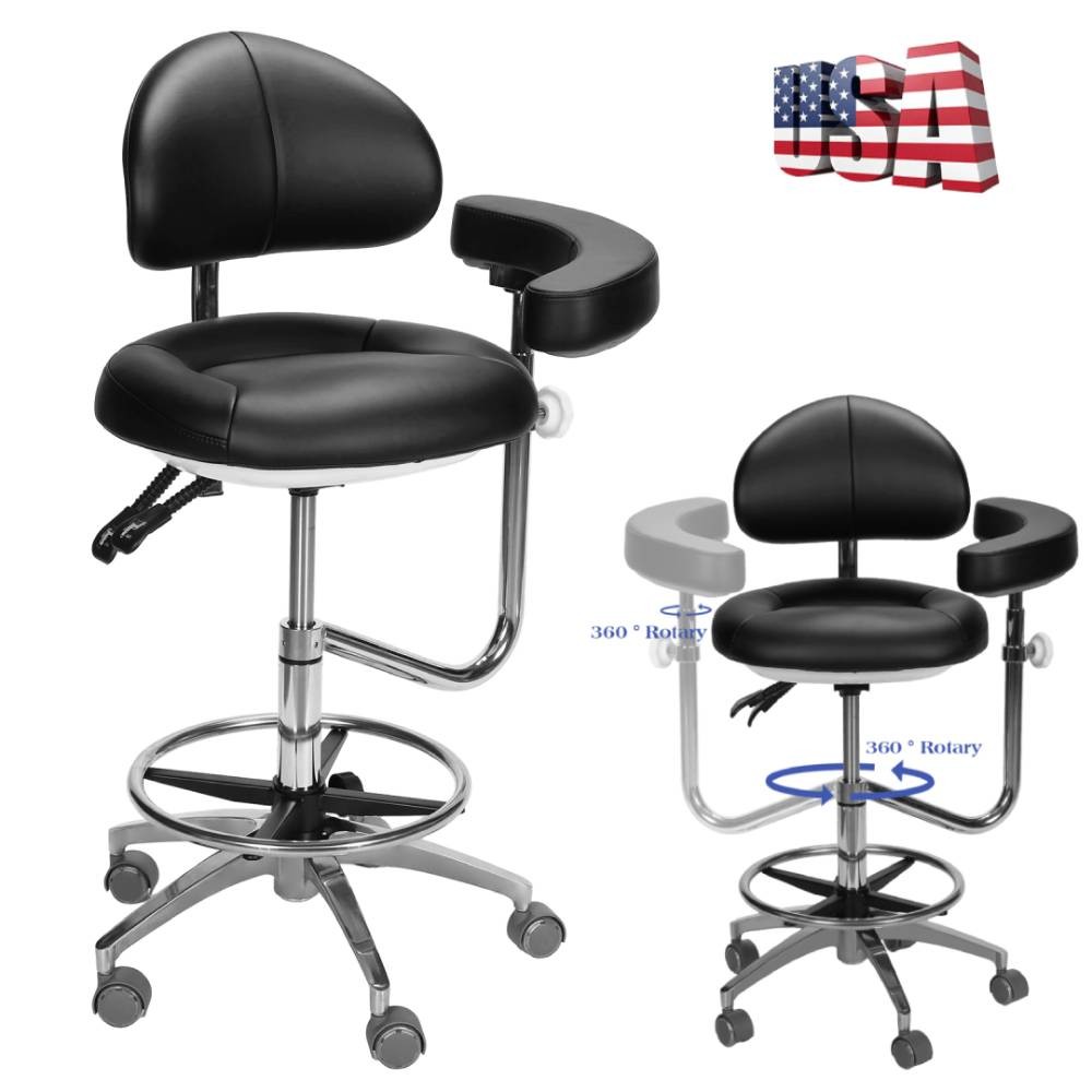 Dental Medical Microscope Stool with Armrest Dentist Surgeon Chair Microsurgical