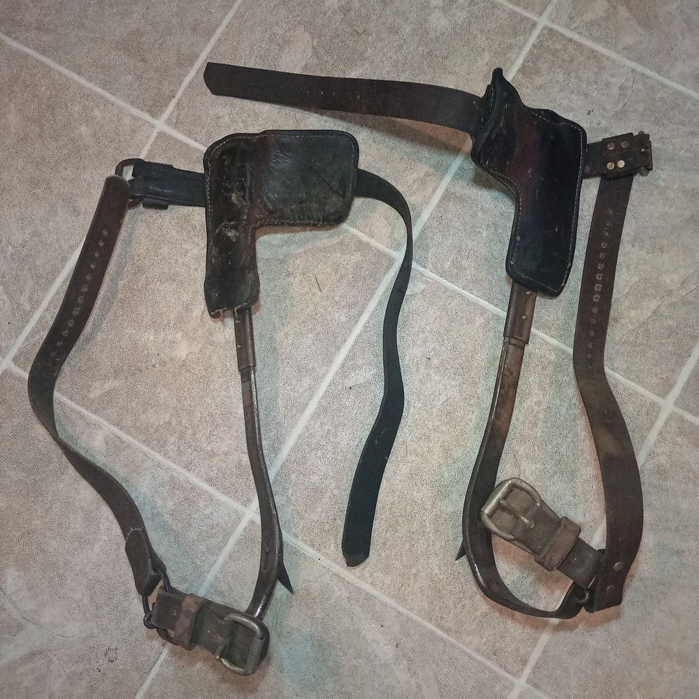 Vintage Tree Pole Climbing Spikes Gaffs Adjustable Leather logging forestry