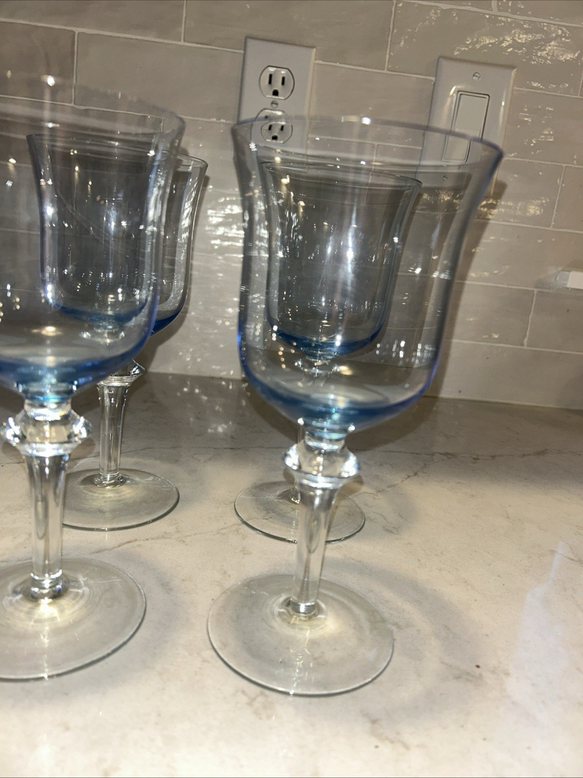 Vintage Denby AURORA Light Blue Water Goblets - Set/of 6