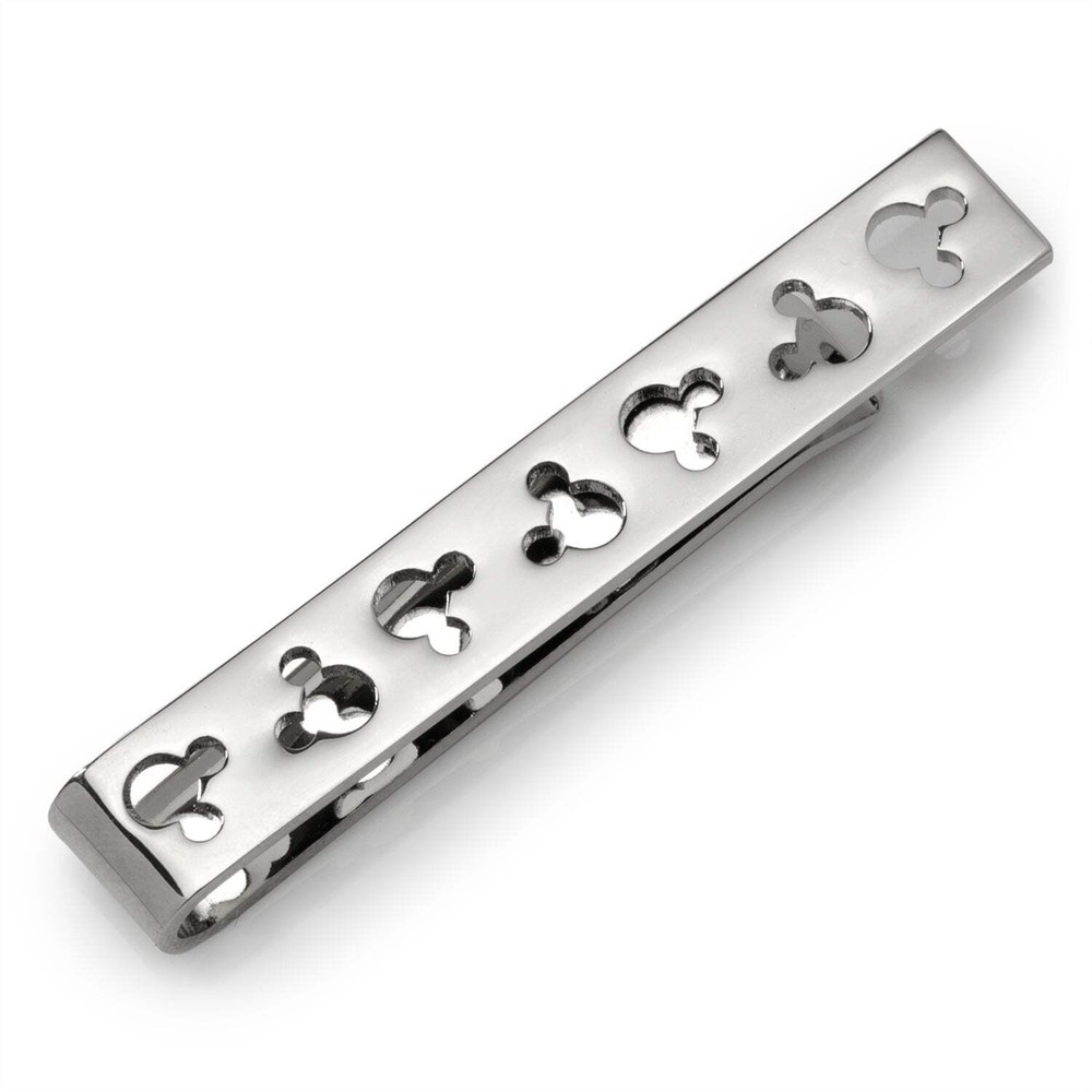 Disney Mickey Mouse Silhouette Cutout Silver Tie Bar