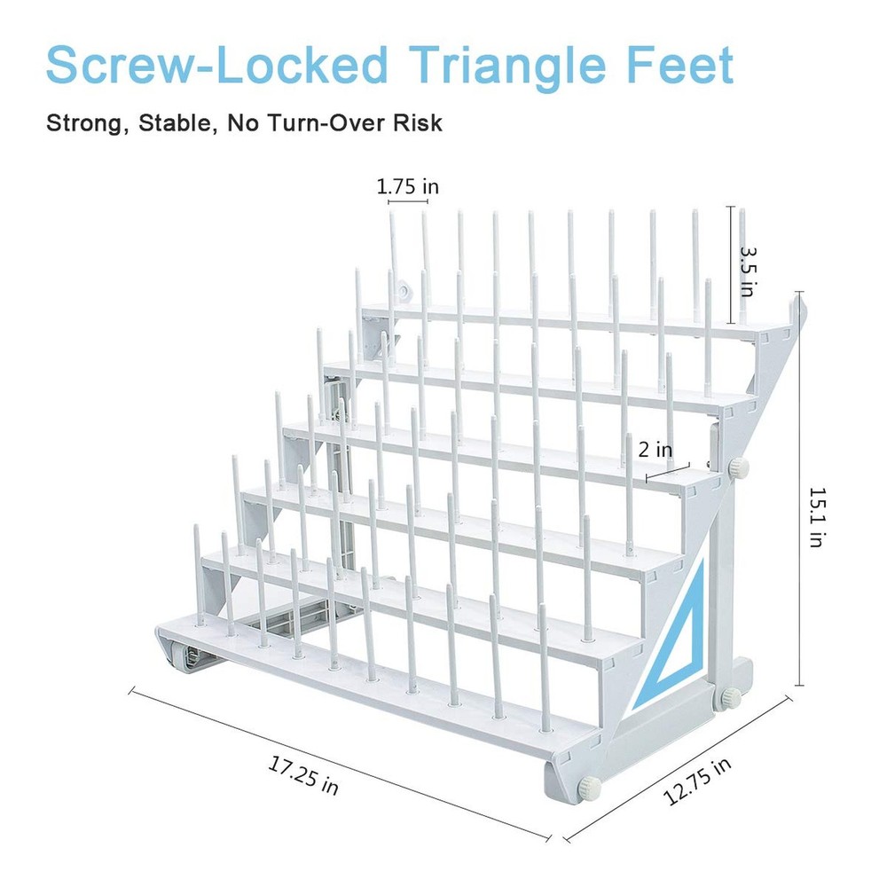 Sew Tech Thread Rack for 60 Spools or 30 Cones, Wall Mounted Large Thread Hol...