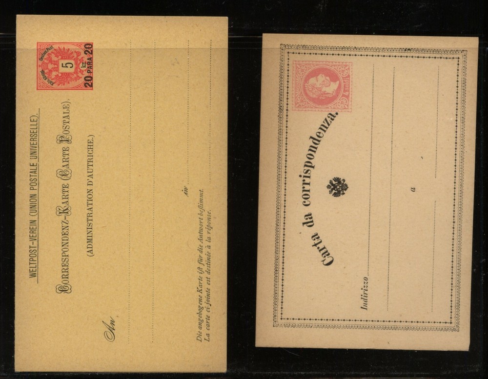Austria  2  Turkey  postal  cards   unused           MS1206