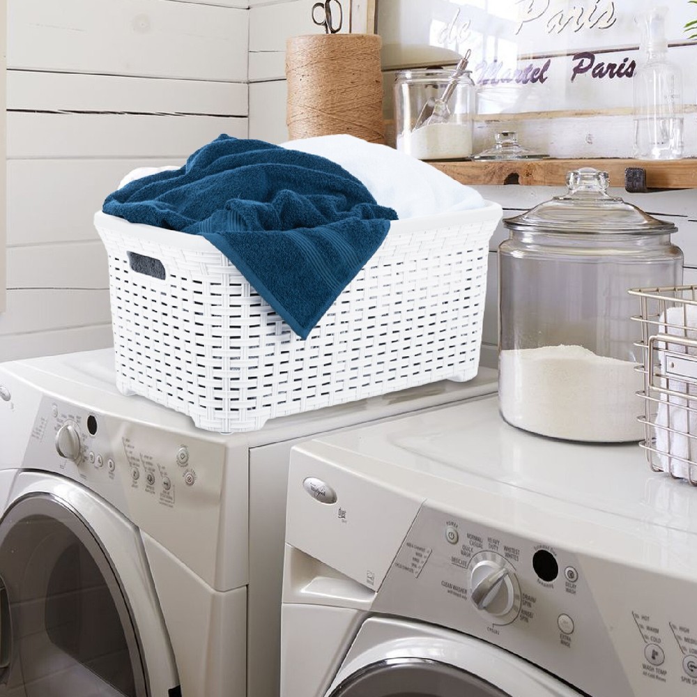 Superio Wicker Laundry Basket 2-Pack, White