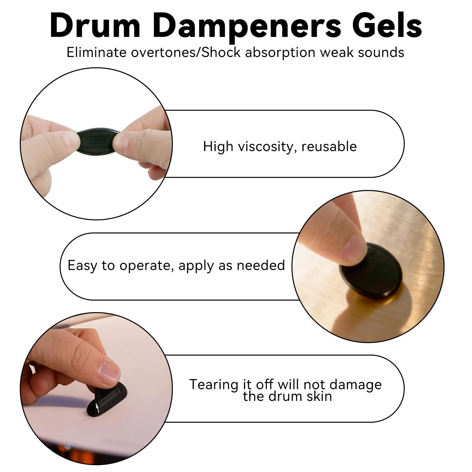 EASTROCK 30 Pieces Drum Dampeners Gels Silicone Gel Pads Silencers Black