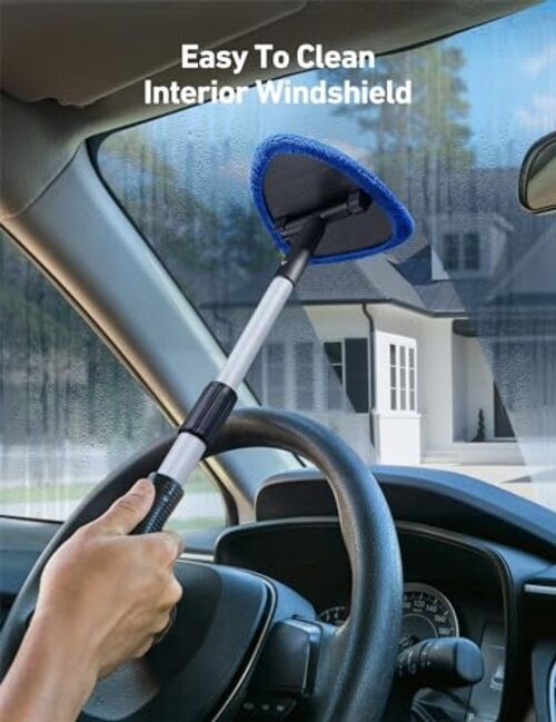 AstroAI Windshield Cleaner Tool, Car Interior Window Detailing 1 pack Blue