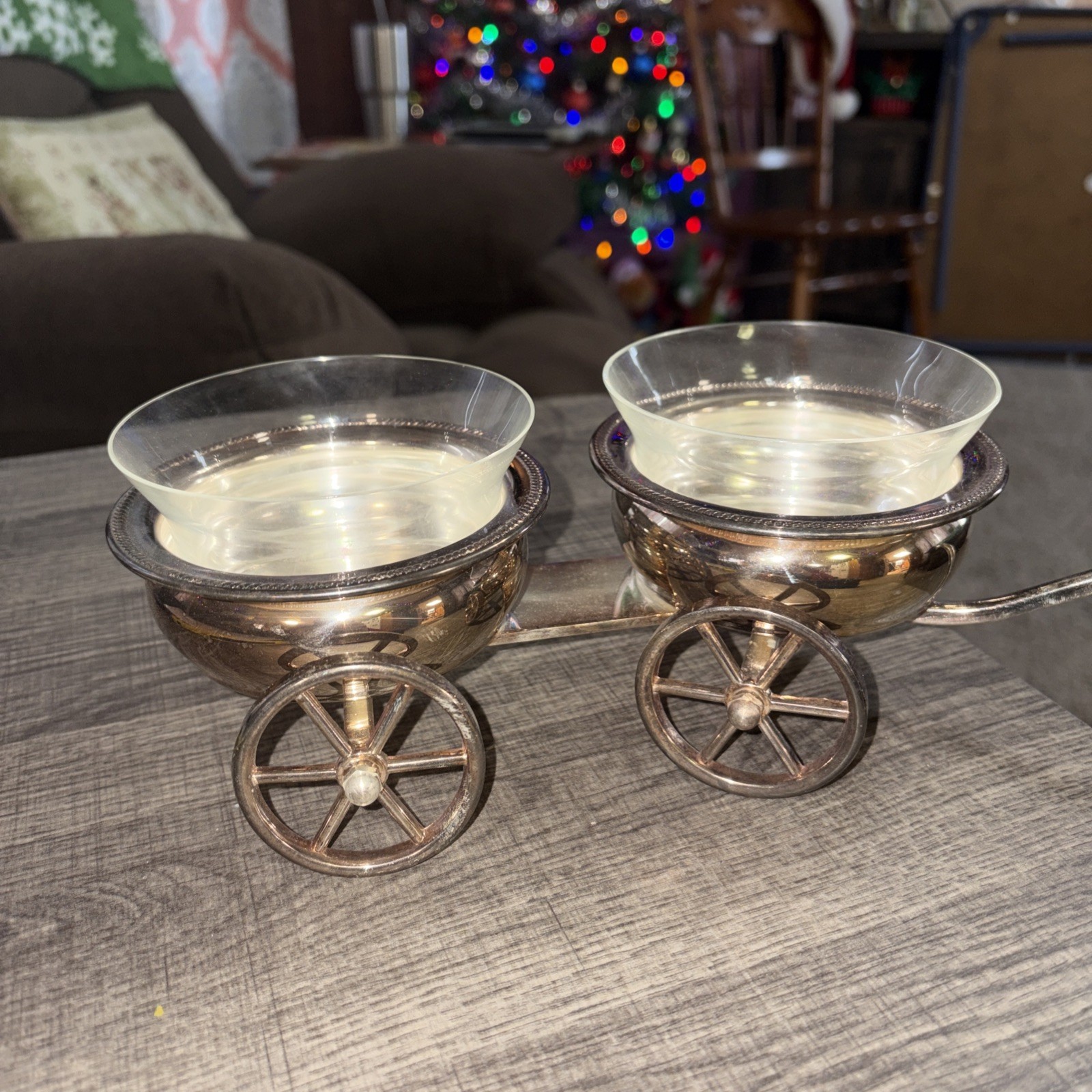 VINTAGE F.B. Rogers 1883 Silver #517 Wagon Condiment Server Wine Bottle Coasters