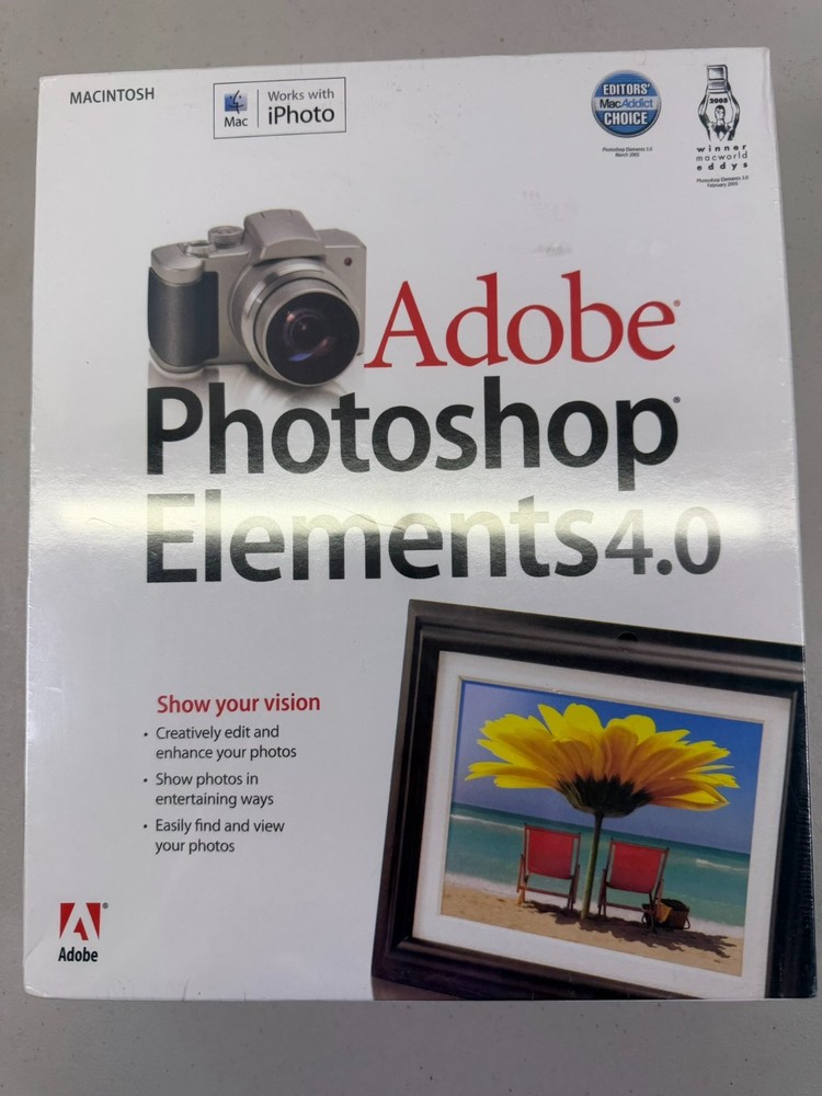 Adobe Photoshop Elements 4.0 New Sealed Software Macintosh Iphoto