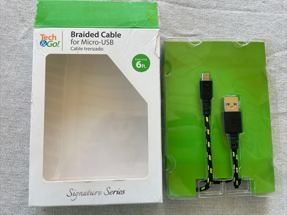 8pk-6ft Braided Micro USB Charging Cable for Android Sorted color