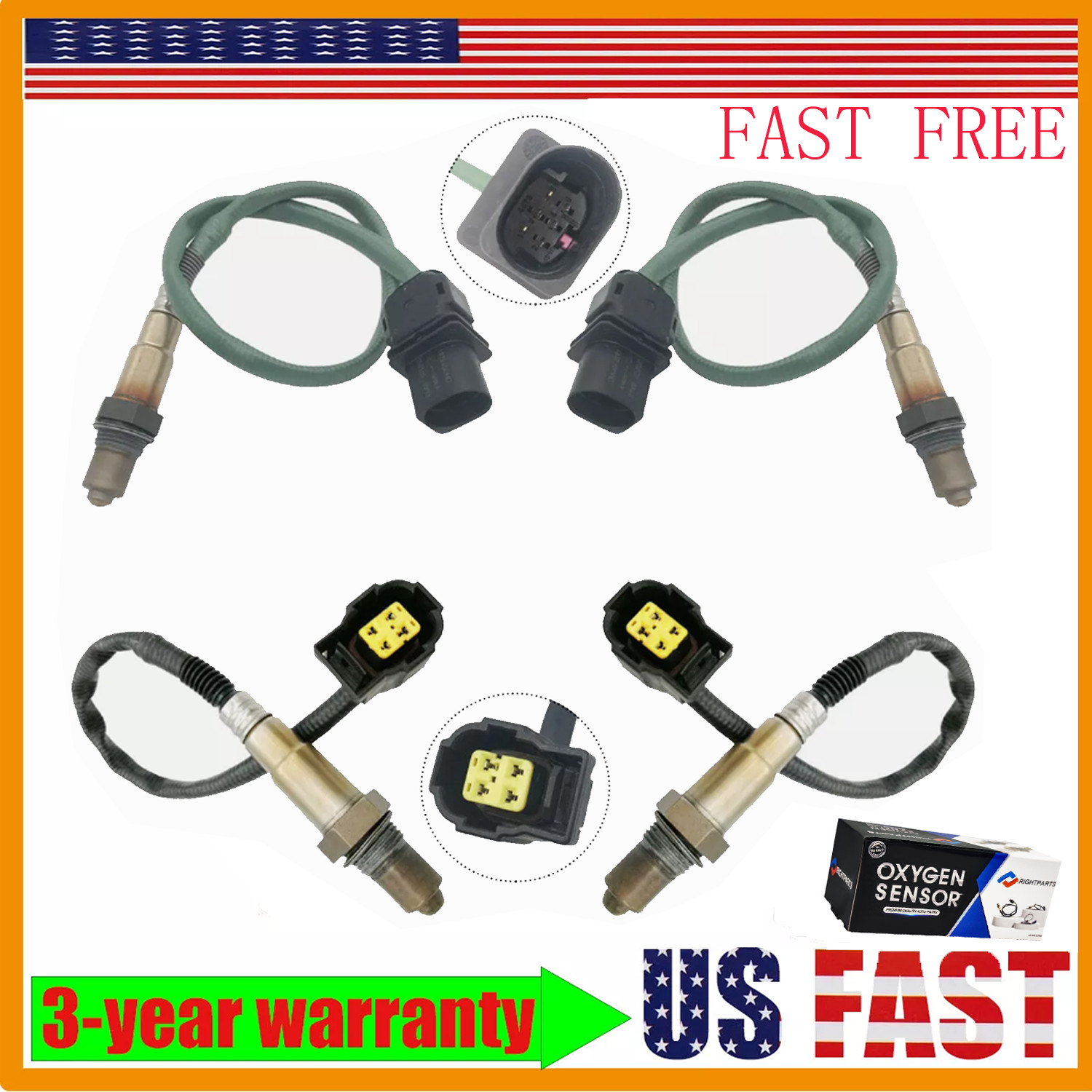 For Mercedes-Benz C300 2008-2012 E550 2011 NEW 4 x Up+Downstream Oxygen Sensor