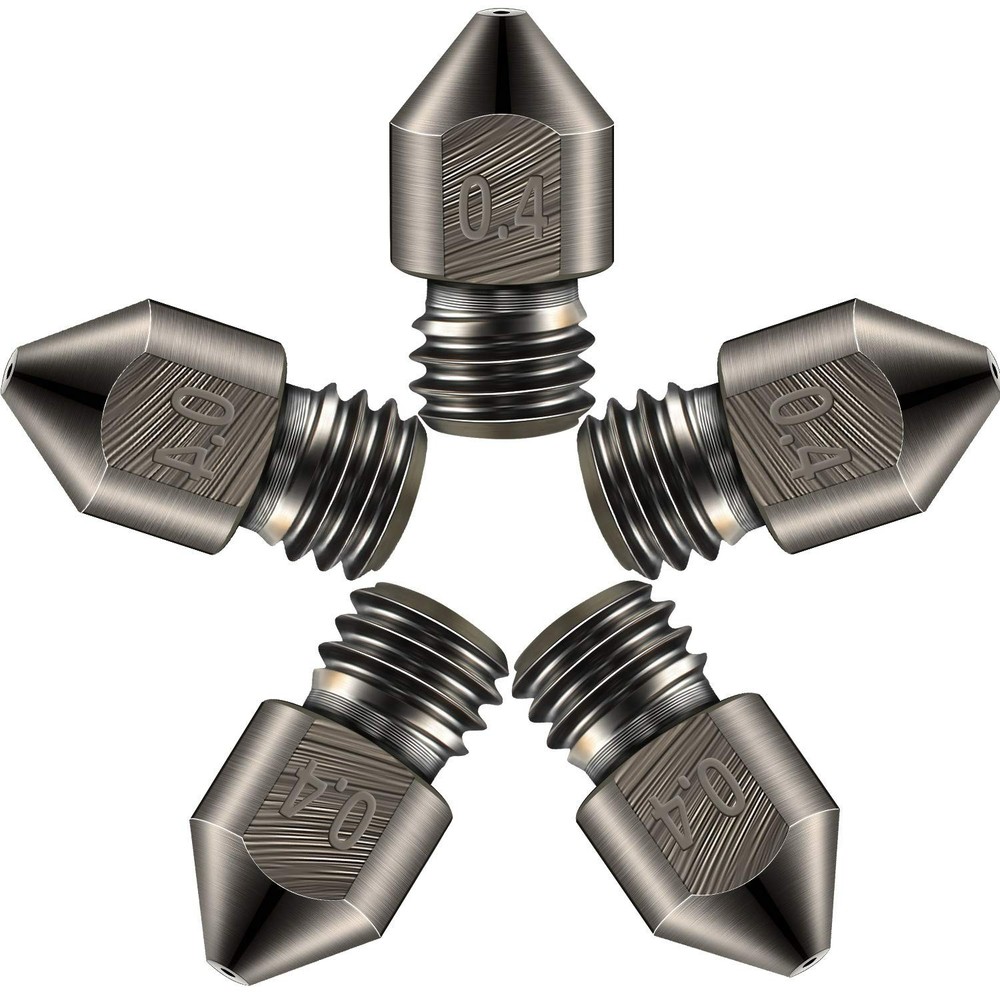 Durable 0.4mm Hardened Steel Nozzle Set - Compatible with Multiple 3D Printers