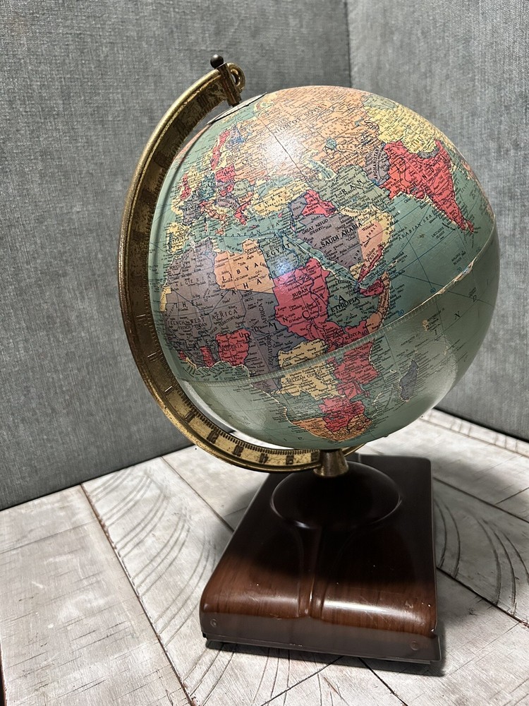 Vintage Replogle 10” Reference Globe Metal Base Made In USA