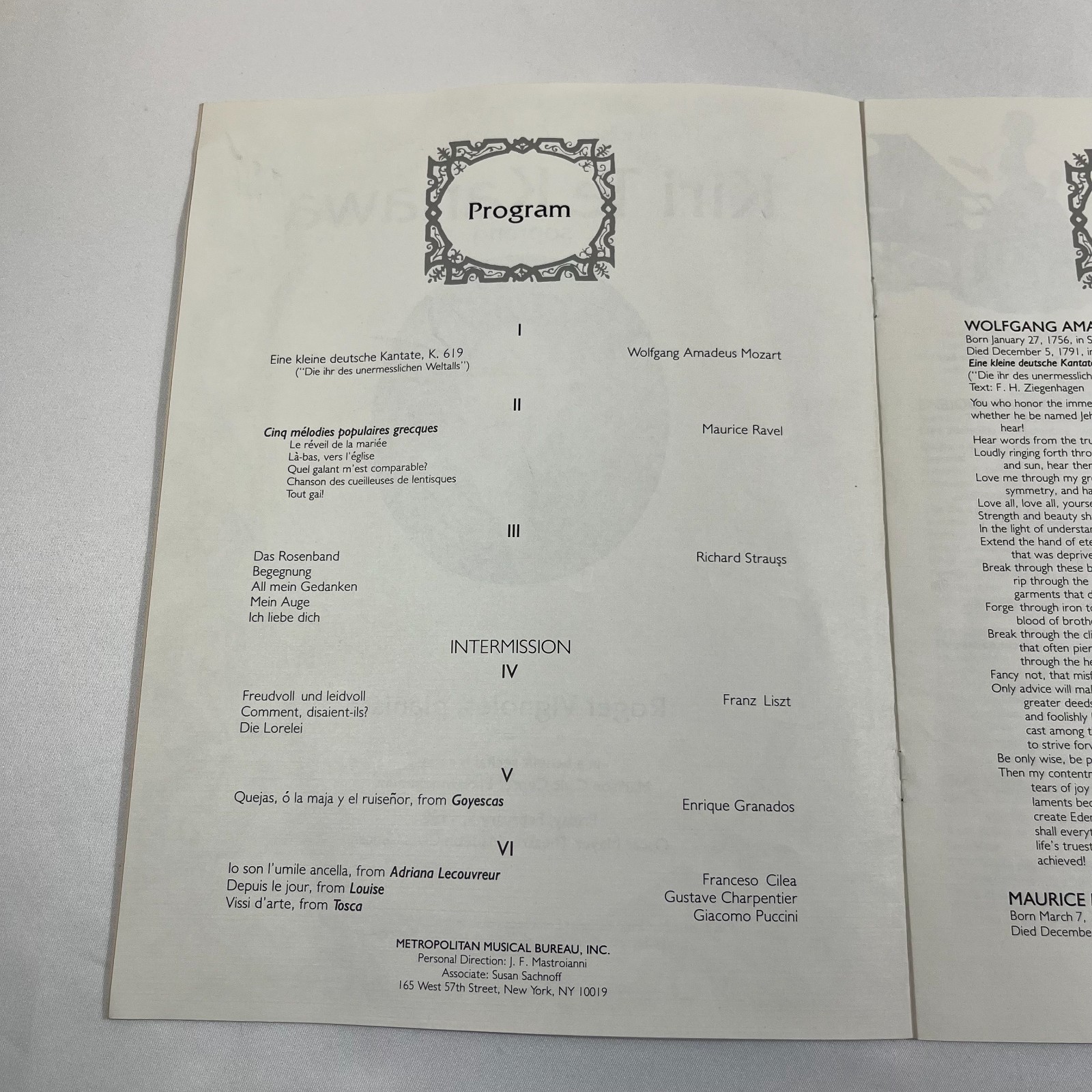 Kiri Te Kanawa 1988 Madison Civic Center Concert Program Opera Memorabilia Vtg