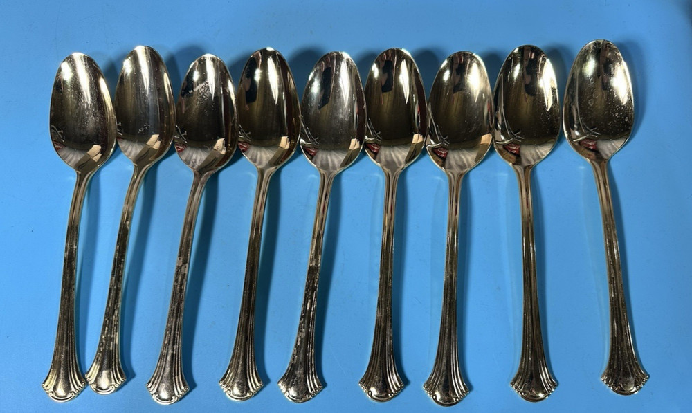 9 PC Stainless Gold Table Spoon Set