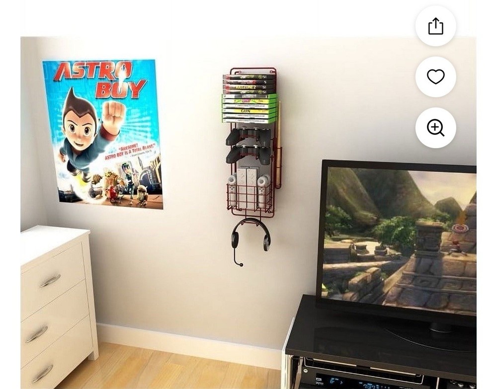 Atlantic Wall Mounted Game Rack Game Gaming Room Decor Wall Mount