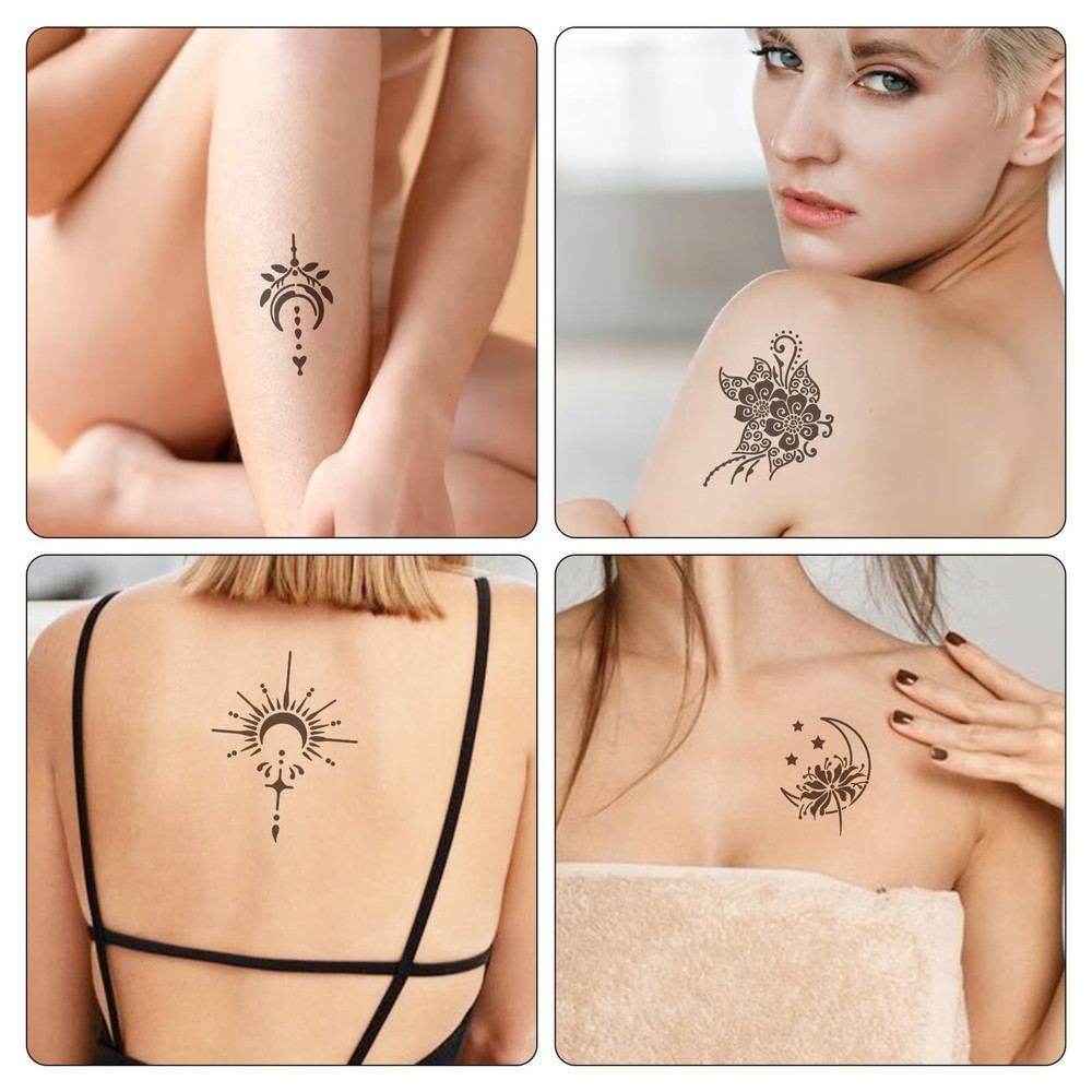 20 Sheets Temporary Tattoo Stencil Kit, Templates for Medium, Black
