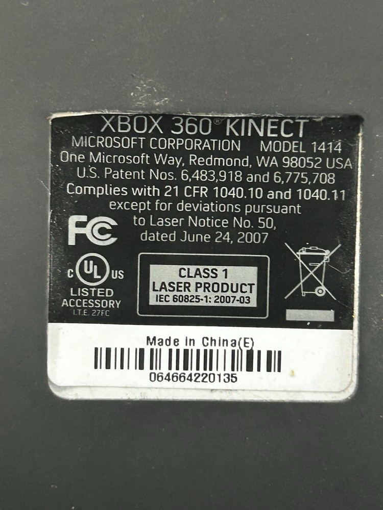 Microsoft Xbox 360 Kinect Sensor White Model 1414 Motion Camera Untested