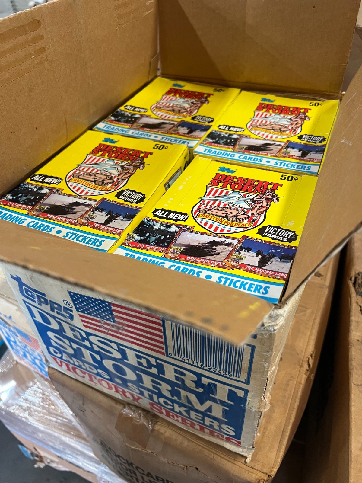 💥 NEW 1991 Topps Desert Storm Trading Cards Stickers Case 36 Wax Pack Box NOS💥