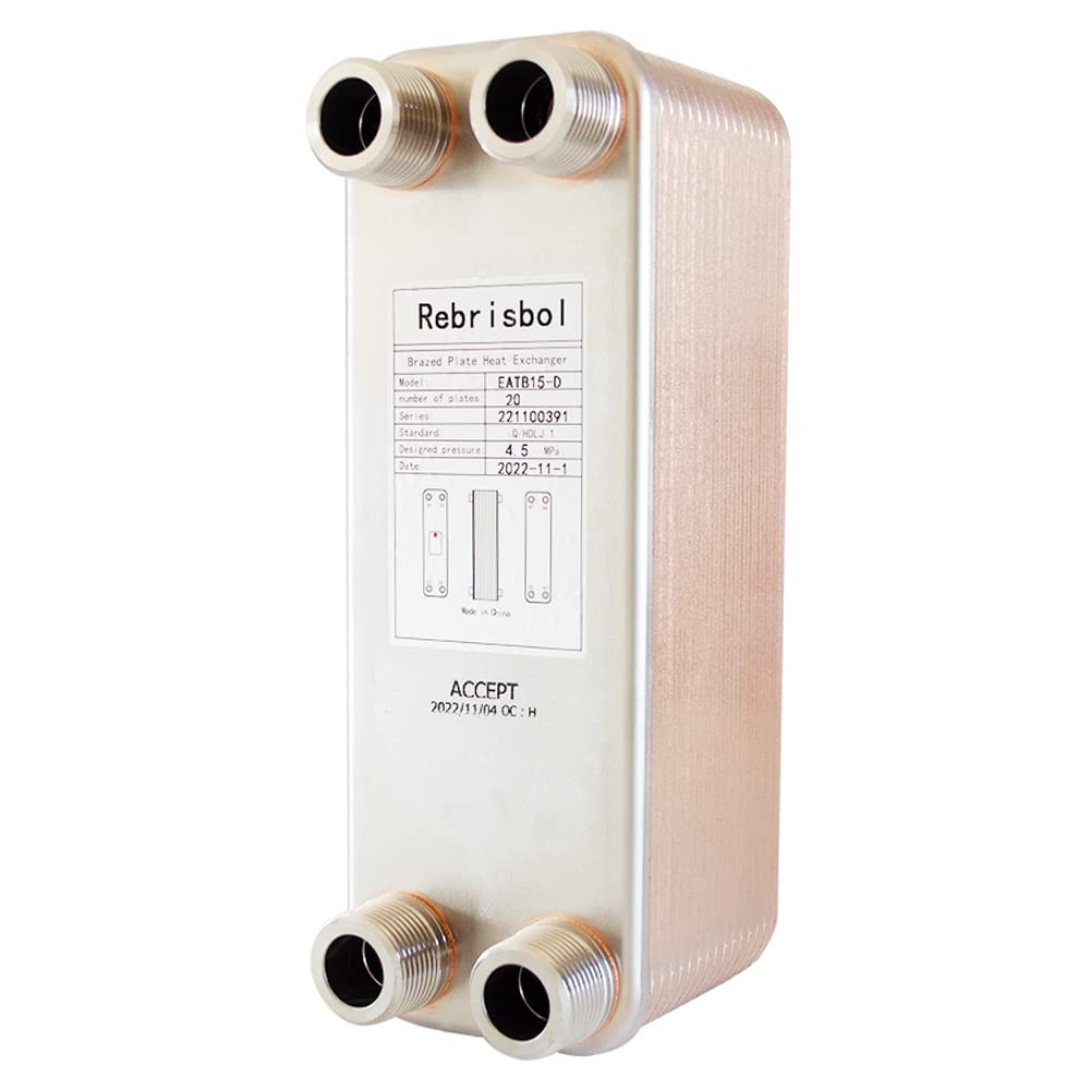 Brazed Plate Heat Exchanger 3x8 20 Plates Water To Water Heat Exchanger, Copper/