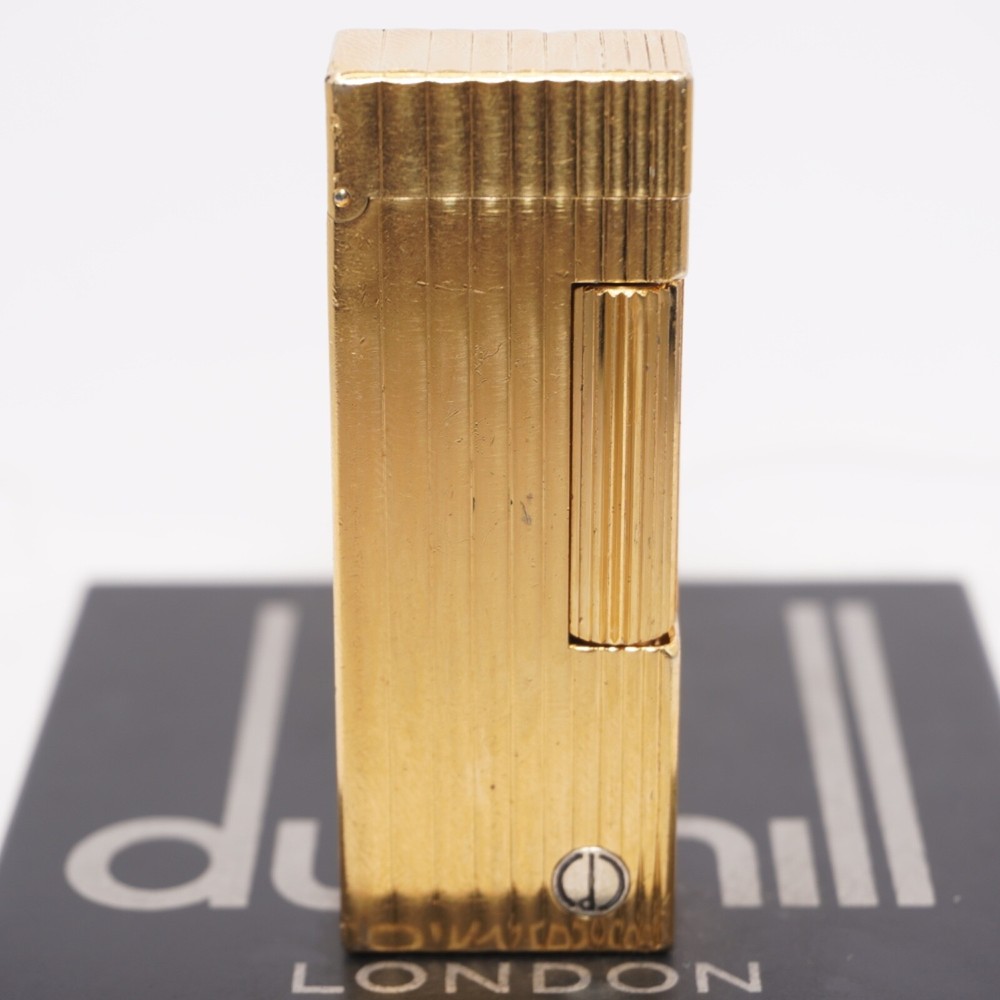 Rare Dunhill Lighter Gold Stripe Pattern-Ultrasonically cleaned_Working
