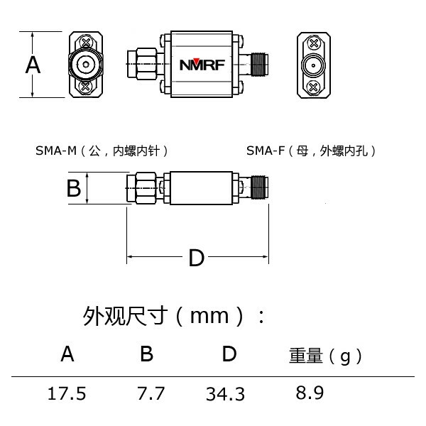2.4G RF Bandpass Filter SMA Interface fr WiFi Bluetooth Zigbee Anti-Interference