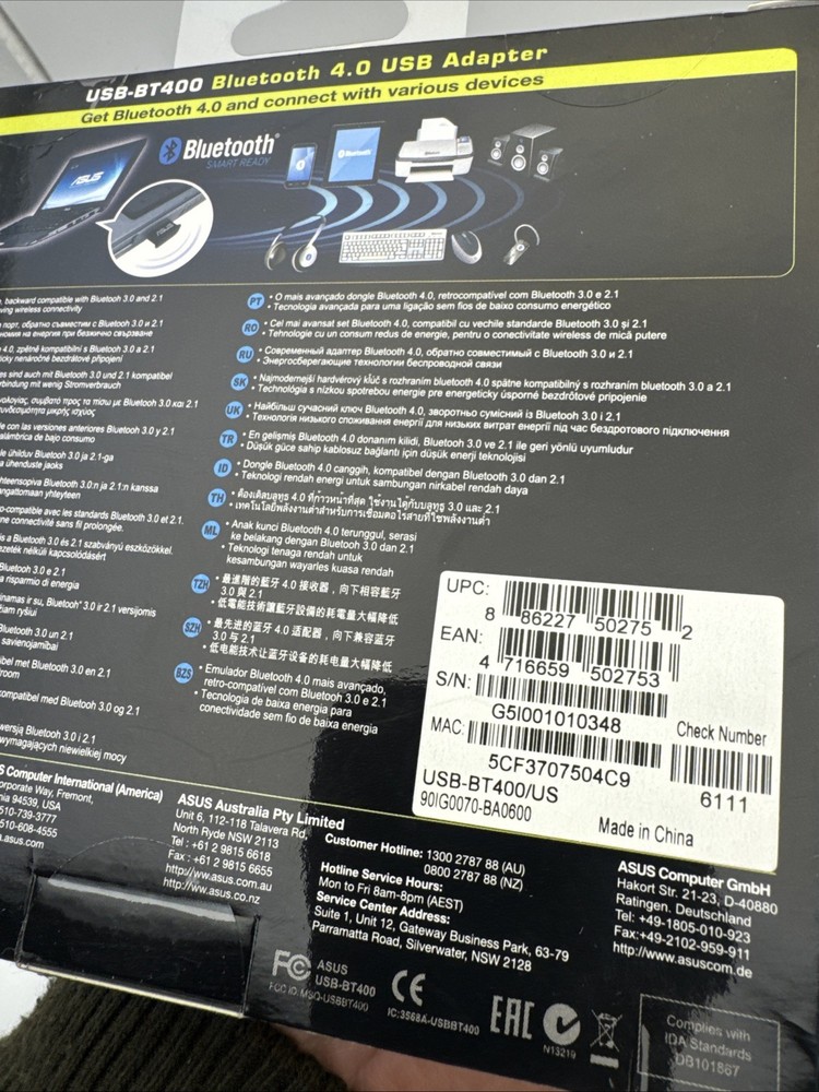 ASUS USB-BT400, USB ADAPTER Bluetooth 4.0 Dongle New