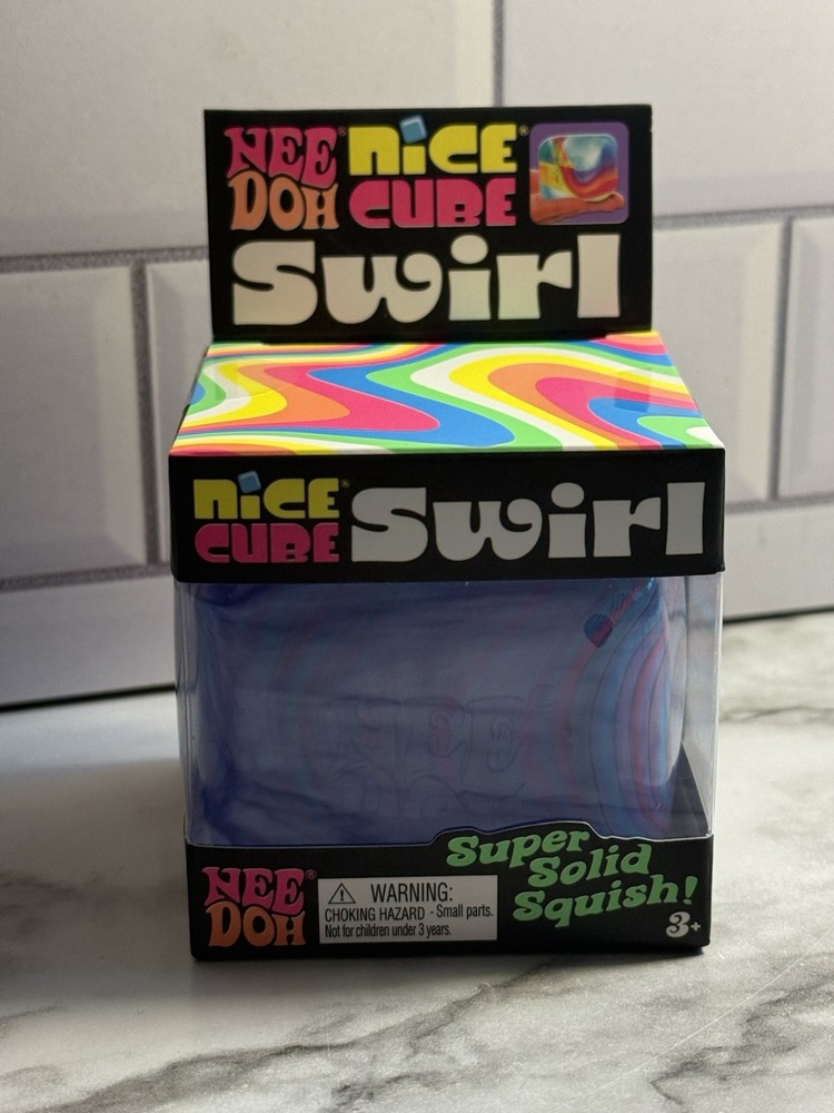 PURPLE BLUE Schylling NeeDoh Nice Cube Swirl. Super Solid Squish AUTHENTIC