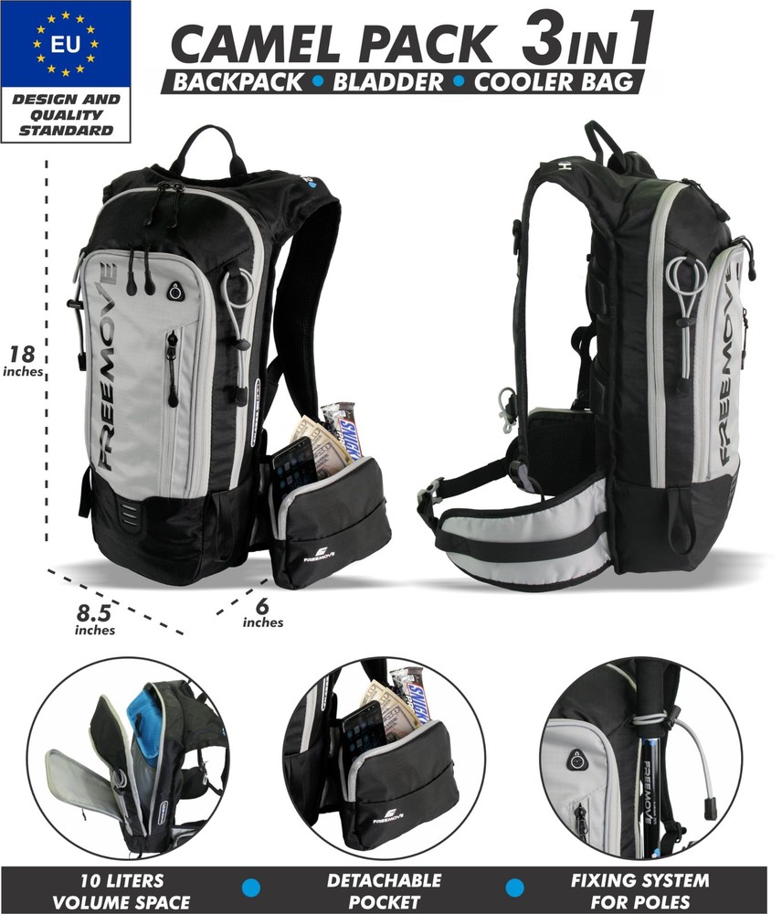 Hydration Pack Backpack with 2L Hydration Bladder and Insulated Cooler Bag, C...