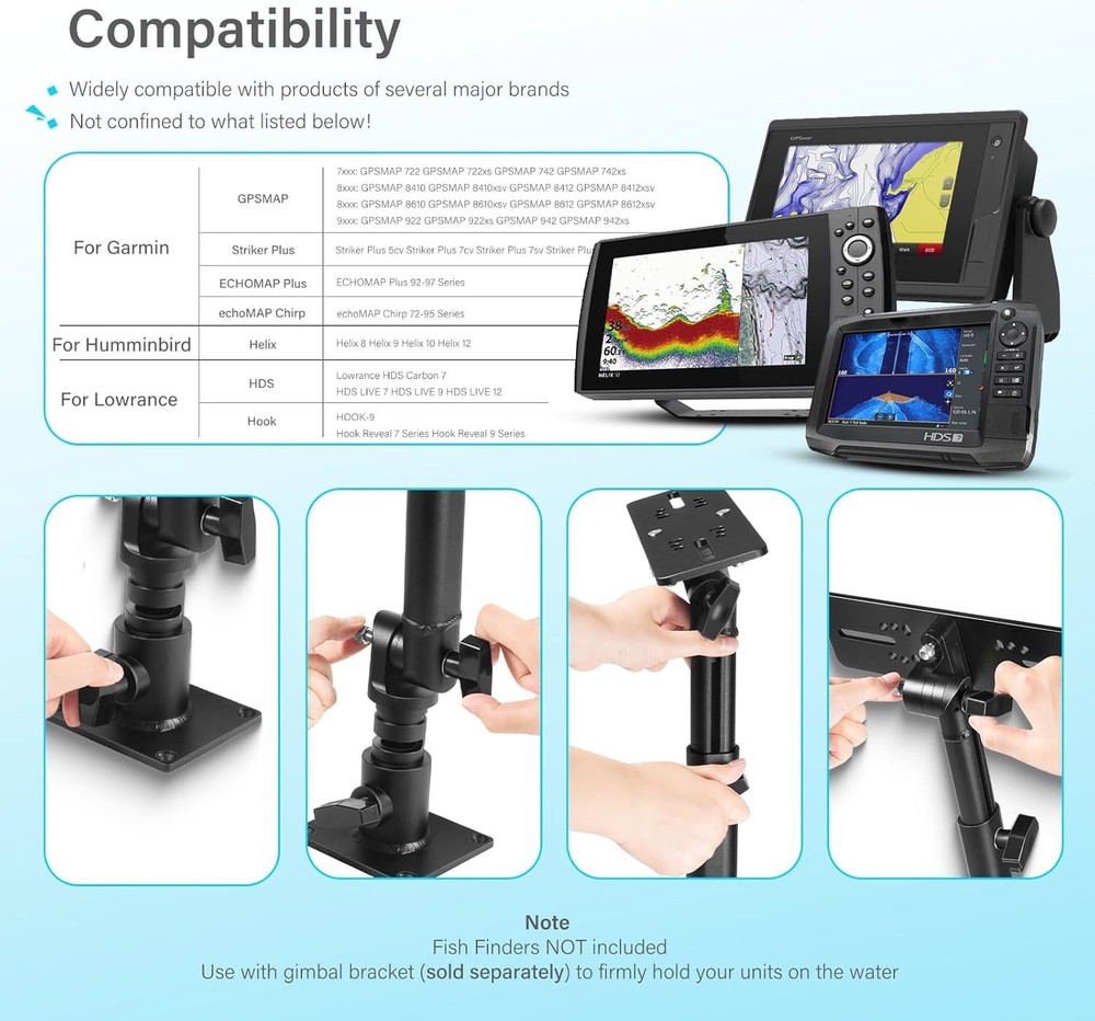 For Garmin Lowrance Fish Finder Chartplotters Mount 350 Degree Adjustable Angle