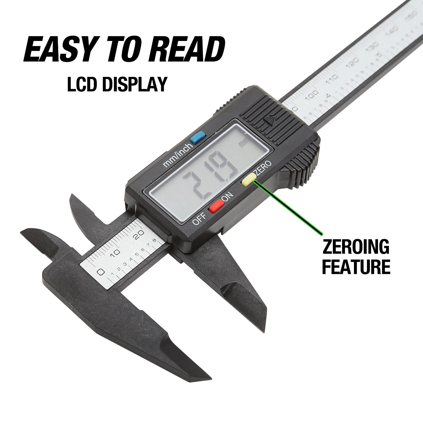 OEM TOOLS 6" Digital Caliper 0-6" Range LCD Screen Standard/Metric 24680 Plastic