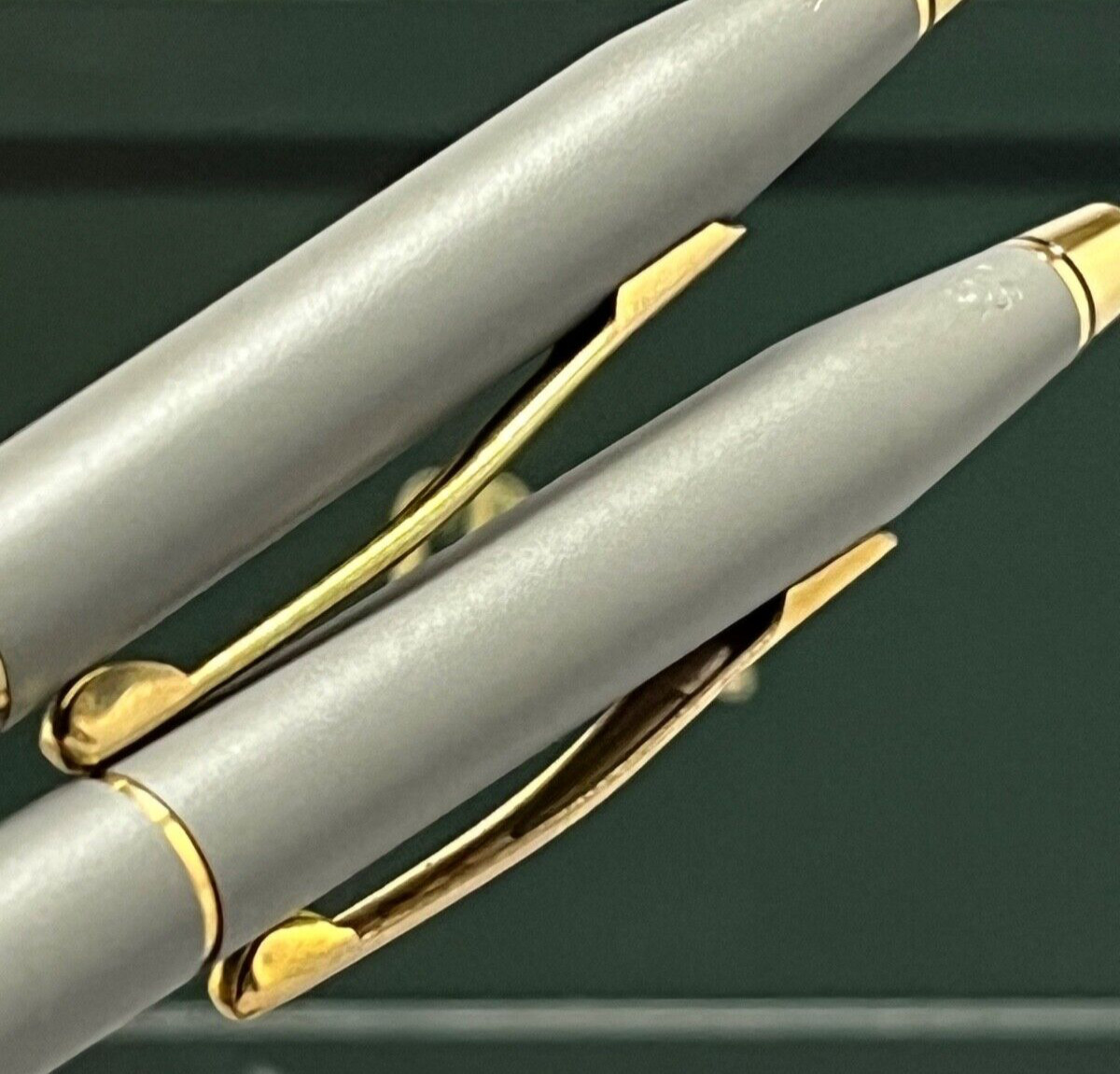 RARE Cross Matte Gray & 23K Gold Trim Pen & 0.5mm Pencil, Box, Manual