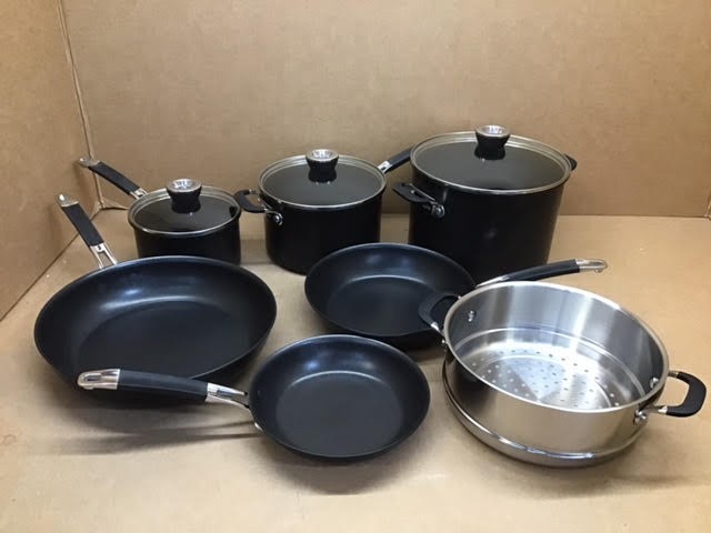 Anolon SmartStack Hard-Anodized Nesting Pots and Pans Set/Cookware Set, 10-Piece