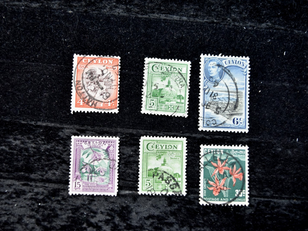 CEYLON   1935-1948   5 DIFFERENT  USED