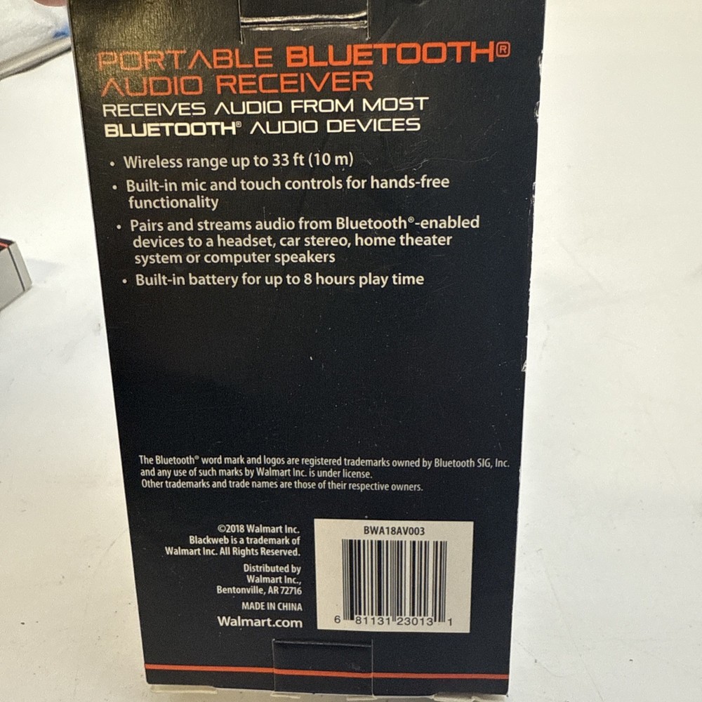 Blackweb Portable Audio Bluetooth Receiver New in Box