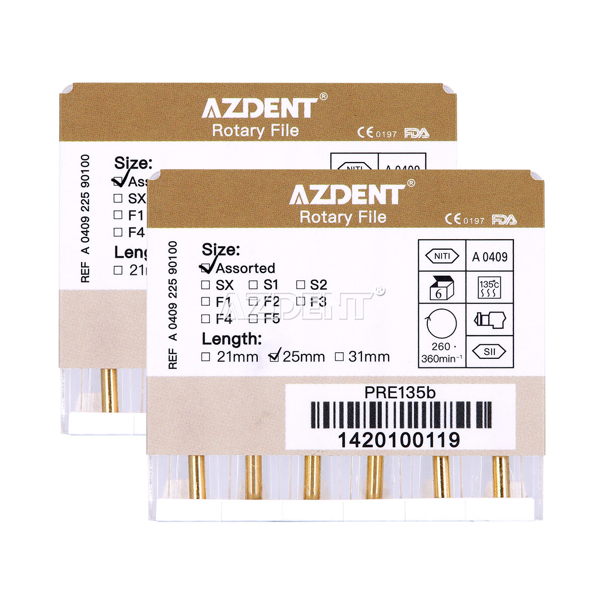 Limas rotatorias NITI para endodoncia dental Uso del motor Gold Taper SX-F3 25mm