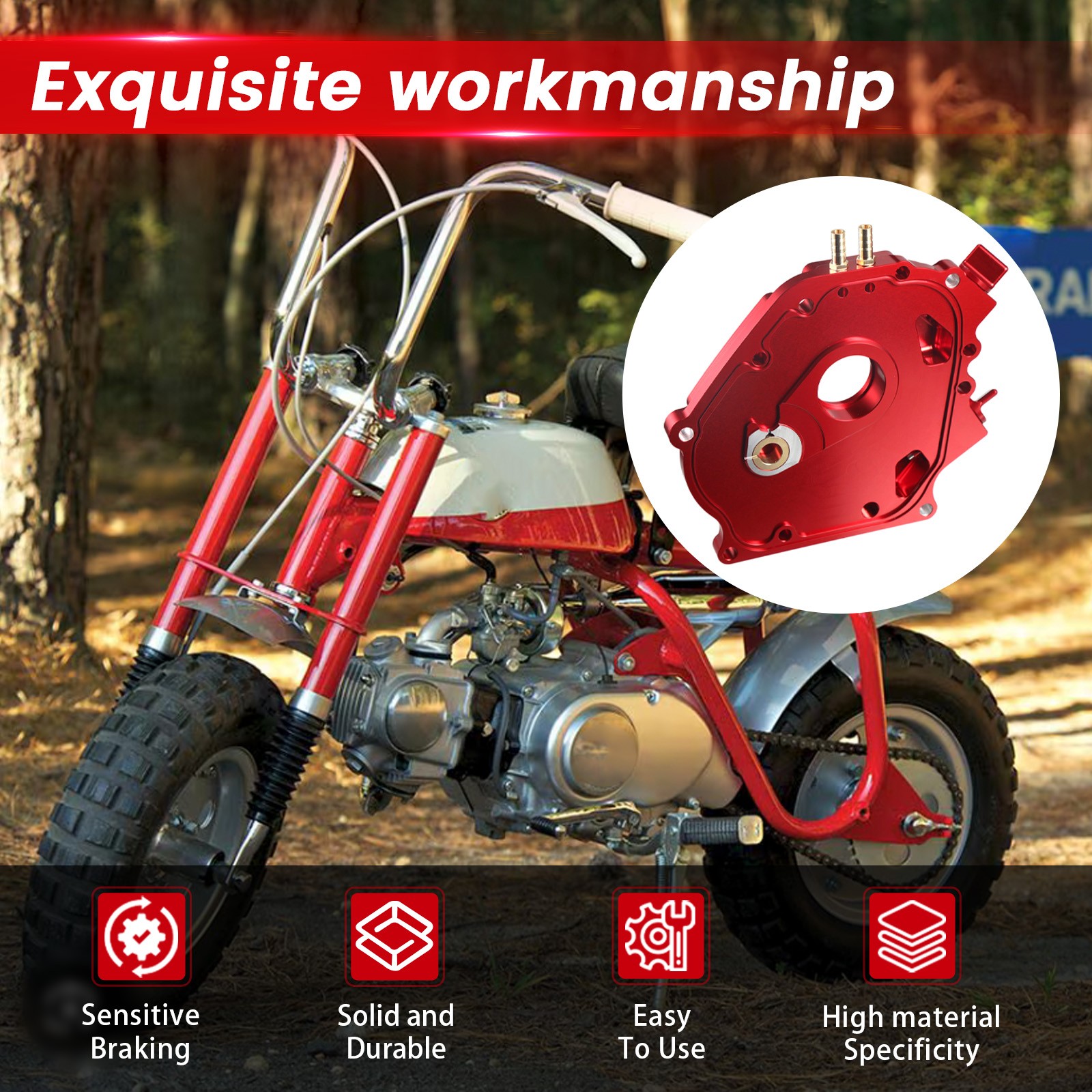 Dual Bearing Billet Side cover For GX200 196 Predator Hemi,Ghost,212 and 224 Red