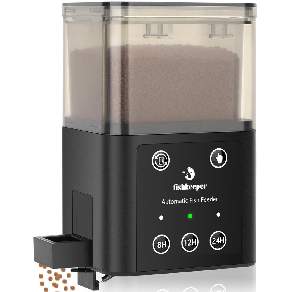 fishkeeper Automatic Fish Feeder for Aquarium - 320ML Large 320ML, Black