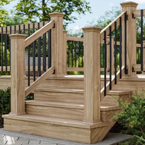 Pack Deck Balusters Rectangle Deck Railing Balusters 26 Inch 50 Black-Rectangle