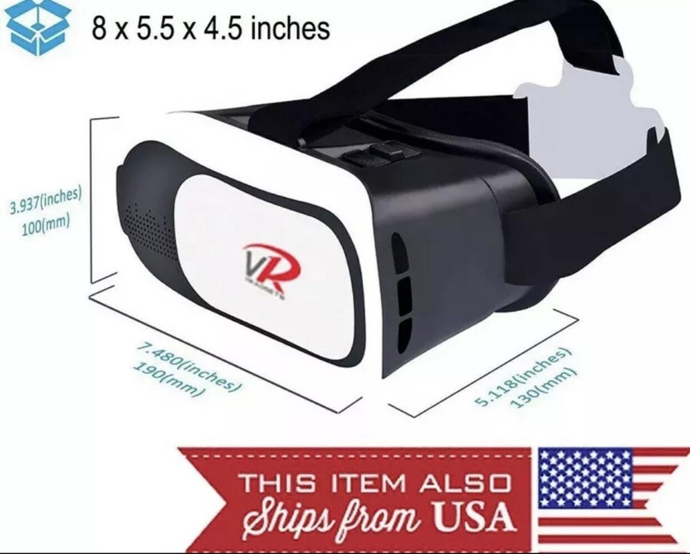 ✅New! Virtual Reality VR Headset 3D Glasses for Android IOS Phone Black Game