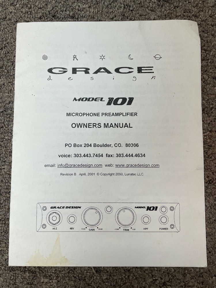 Grace M101 Owners Manual