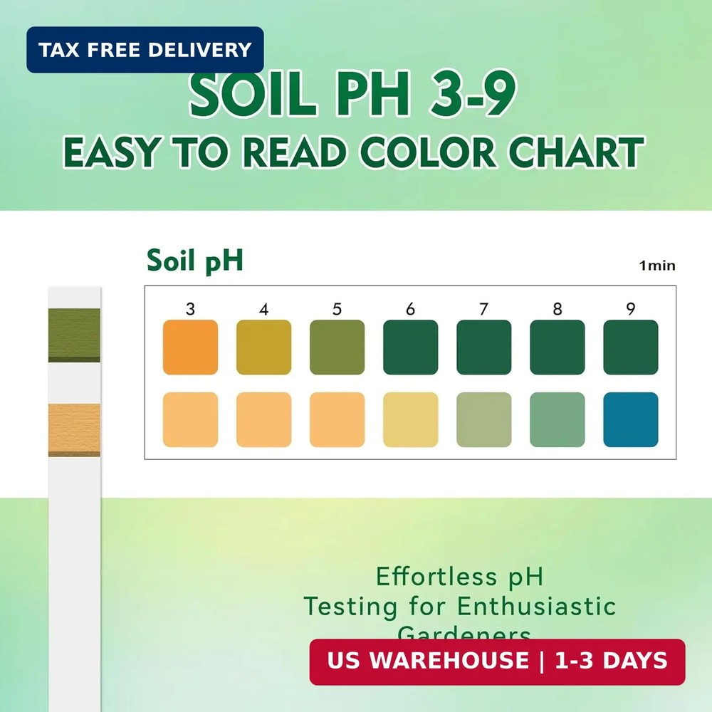 Soil pH Test Kit，125 Soil pH Test Strips- (3-9 Range) Quick & Accurate Soil Test