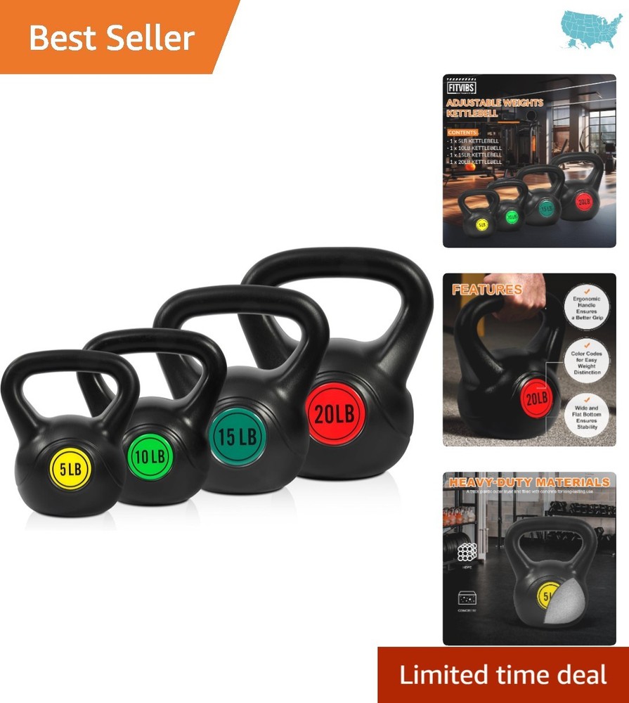 4-Piece 50lb Kettlebell Set: Versatile Weights for Strength Training Excellence
