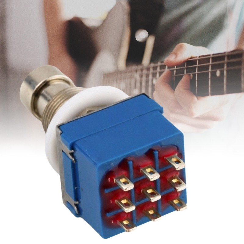 5Pcs 9 Pin Latching Stomps Push Button Foot Switch Effect Pedal 3PDT Footswitch