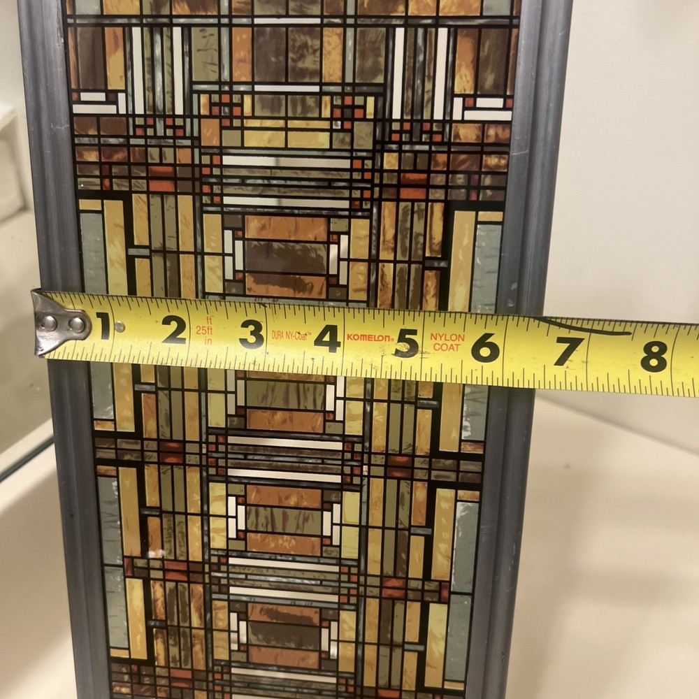 Frank Lloyd Wright Oak Park Skylight Stained Glass Panel Steel Frame Decor