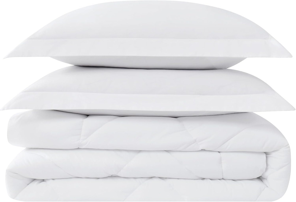 Solid Percale White Twin/Twin XL 2 Piece Comforter Set