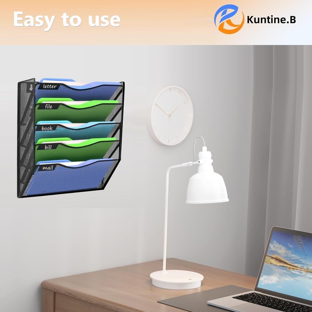 Wall File Organizer (Black, 5 Tier)